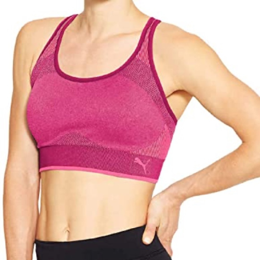 NIB Women’s Size Small 2-Pack Puma Performance Sports Bras In Pink/Grey
